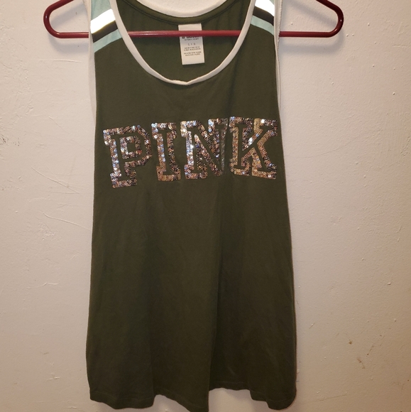 PINK Victoria's Secret Tops - Victoria secret PINK racer back tank top green